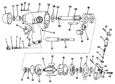Unit Parts Diagram and Parts List for CP-742-TL-2 MODEL B Chicago Pneumatic Wrench